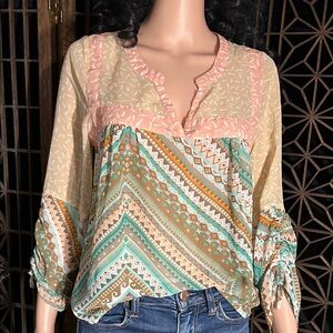 UMGEE SHEER MOZAIC PRINT TOP S